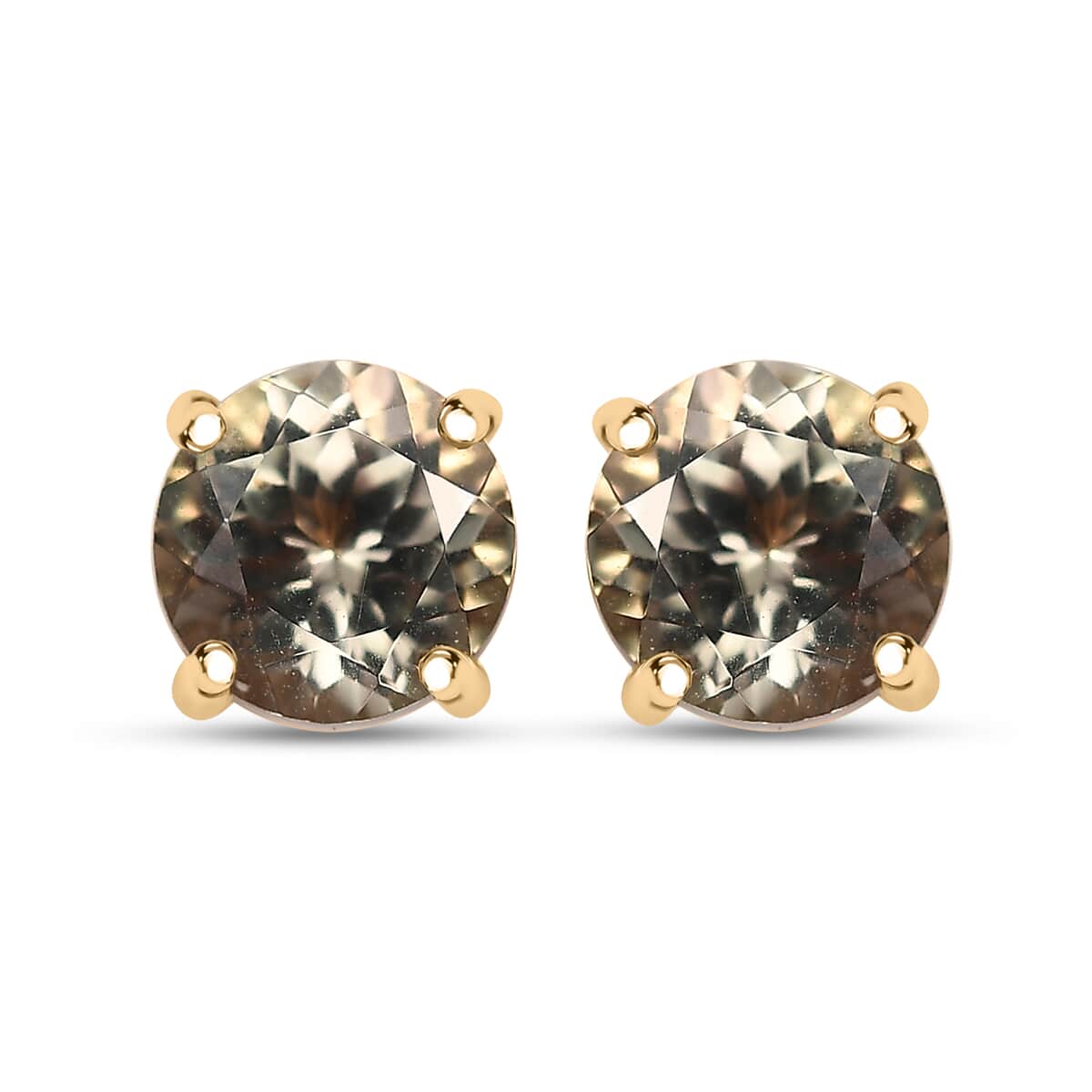 Luxoro AAA Turkizite 2.00 ctw Solitaire Stud Earrings in 10K Yellow Gold image number 0