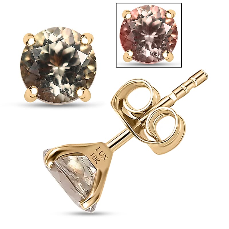 Luxoro AAA Turkizite 2.00 ctw Solitaire Stud Earrings in 10K Yellow Gold