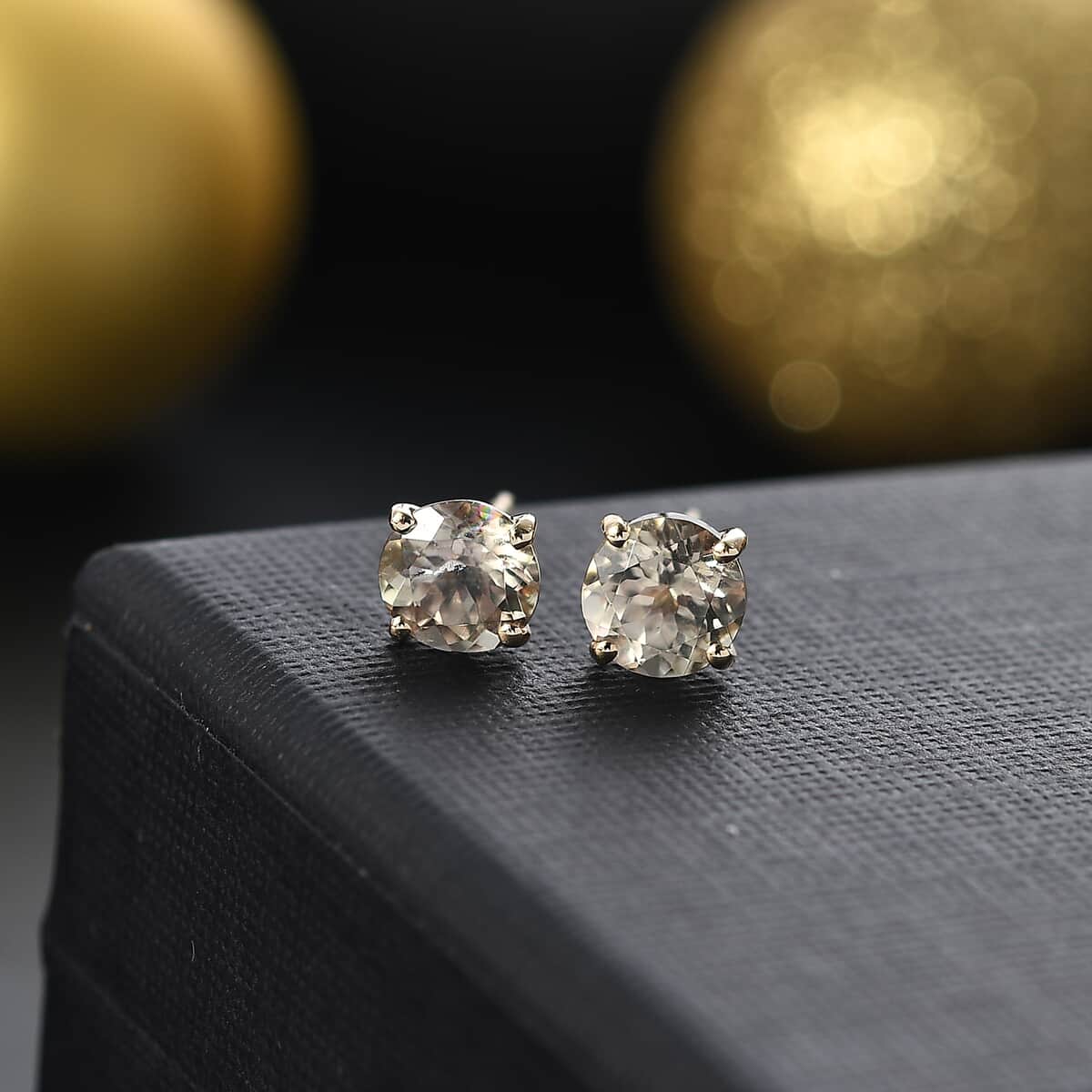 Luxoro AAA Turkizite 2.00 ctw Solitaire Stud Earrings in 10K Yellow Gold image number 1