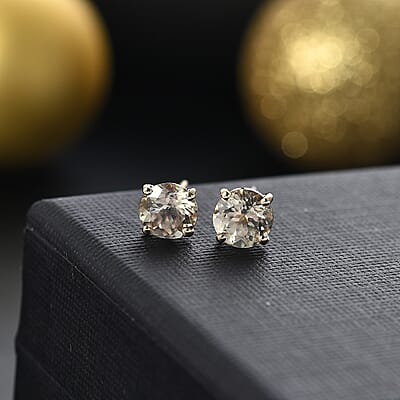 Luxoro AAA Turkizite 2.00 ctw Solitaire Stud Earrings in 10K Yellow Gold