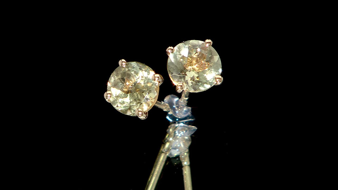 Luxoro AAA Turkizite 2.00 ctw Solitaire Stud Earrings in 10K Yellow Gold