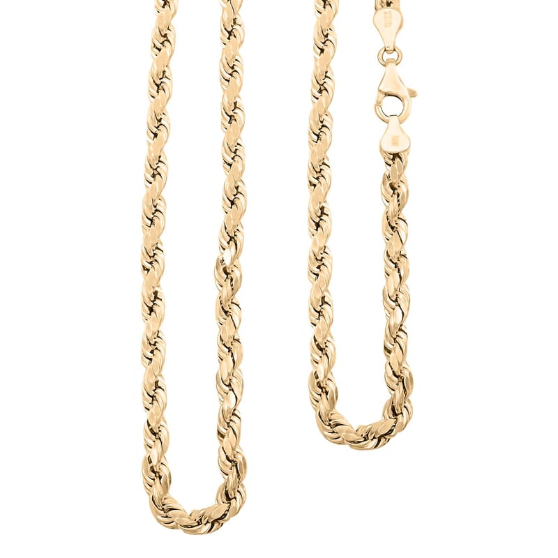 6mm Rope Chain Necklace in 10K Yellow Gold 24 Inches 12.60 Grams