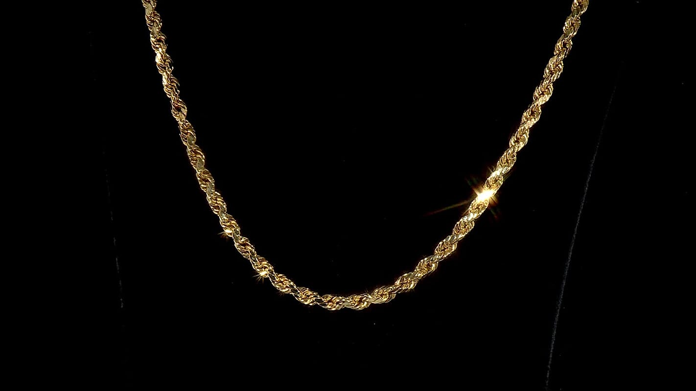 6mm Rope Chain Necklace in 10K Yellow Gold 24 Inches 12.60 Grams