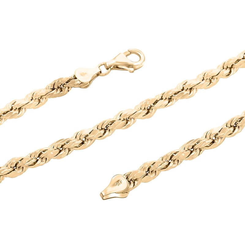 6mm Rope Chain Necklace in 10K Yellow Gold 24 Inches 12.60 Grams