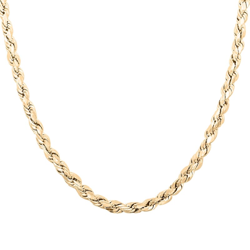 6mm Rope Chain Necklace in 10K Yellow Gold 24 Inches 12.60 Grams