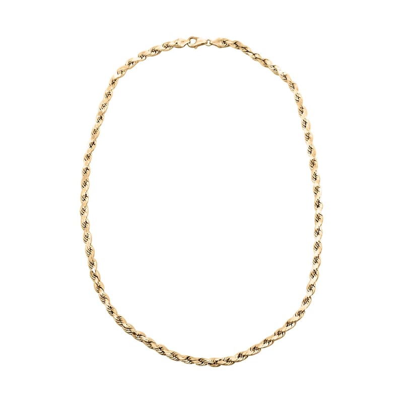 6mm Rope Chain Necklace in 10K Yellow Gold 24 Inches 12.60 Grams