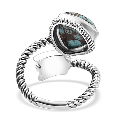 D'Joy Artisan Crafted Blue Horizon Turquoise 3.25 ctw Arrow Ring in Black Oxidized Sterling Silver (Size 10.0)
