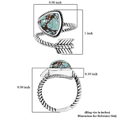 D'Joy Artisan Crafted Blue Horizon Turquoise 3.25 ctw Arrow Ring in Black Oxidized Sterling Silver (Size 10.0)