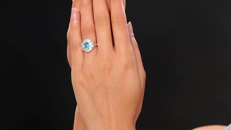Cambodian Blue Zircon, Moissanite Ring in Rhodium Over Sterling Silver (Size 10.0) 2.40 ctw