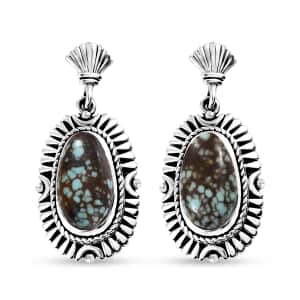 Artisan Crafted Blue Horizon Turquoise 5.50 ctw Dangling Earrings in Black Oxidized Sterling Silver