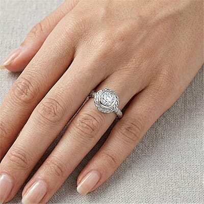 Moissanite 1.85 ctw Ring in Sterling Silver (Size 9.0)