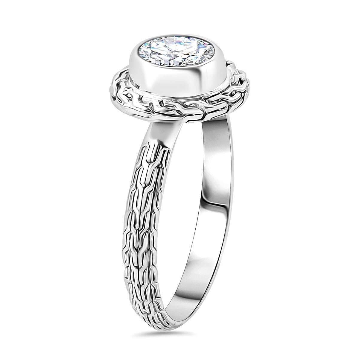 Moissanite 1.85 ctw Ring in Sterling Silver (Size 9.0)