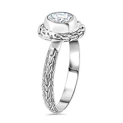 Moissanite 1.85 ctw Ring in Sterling Silver (Size 9.0)