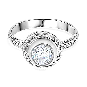 Moissanite 1.44 ctw Ring in Sterling Silver (Size 10)
