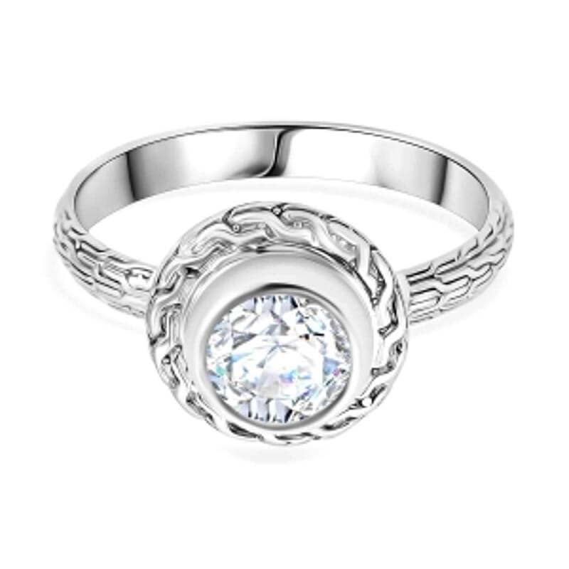 Moissanite 1.44 ctw Ring in Sterling Silver (Size 10)