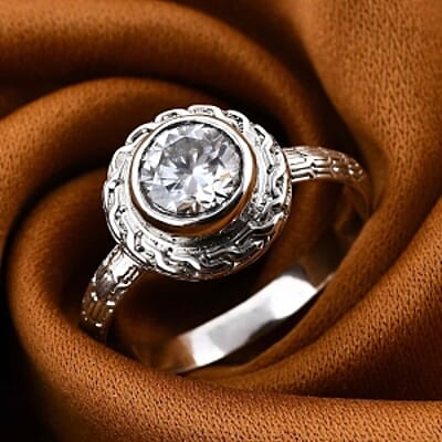 Moissanite 1.44 ctw Ring in Sterling Silver (Size 10)