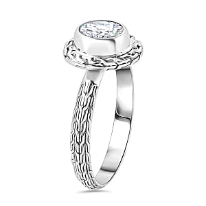 Moissanite 1.44 ctw Ring in Sterling Silver (Size 10)