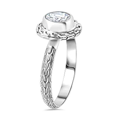 Moissanite 1.44 ctw Ring in Sterling Silver (Size 10)