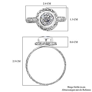Moissanite 1.44 ctw Ring in Sterling Silver (Size 10)