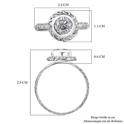 Moissanite 1.44 ctw Ring in Sterling Silver (Size 10)