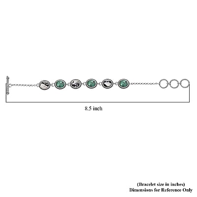 D'Joy Artisan Crafted Blue Horizon Turquoise and White Buffalo 15.80 ctw Toggle Clasp Bracelet in Black Oxidized Sterling Silver (6.50-8.0In) (7.25 In)
