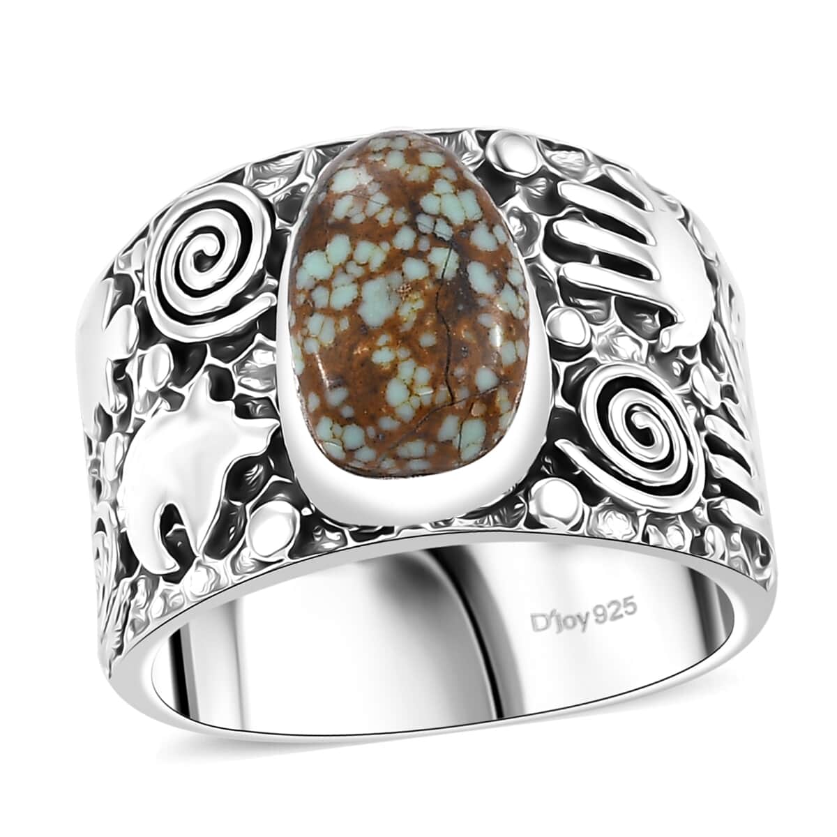 Artisan Crafted Blue Horizon Turquoise 2.40 ctw Spirits of the Earth Ring in Sterling Silver (Size 10.0) image number 0