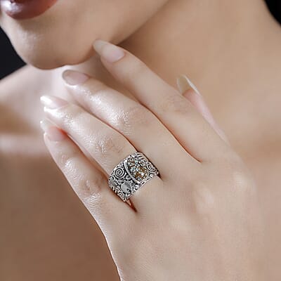 D'Joy Indian Artisan Crafted Blue Horizon Turquoise 2.40 ctw Spirits of the Earth Ring in Sterling Silver (Size 10.0)