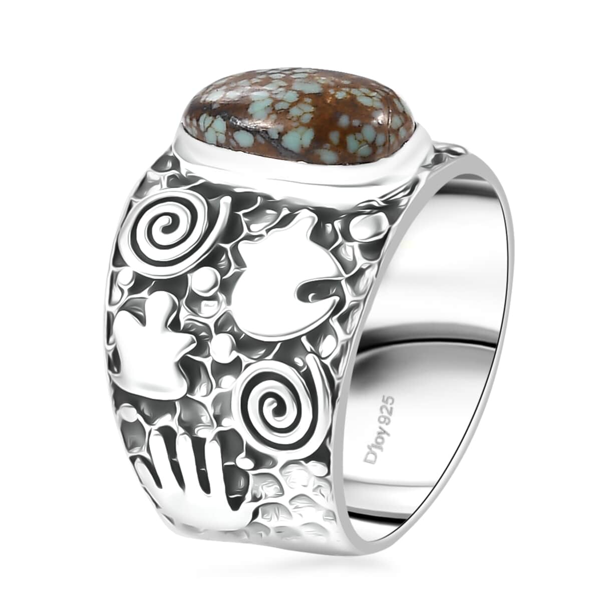 Artisan Crafted Blue Horizon Turquoise 2.40 ctw Spirits of the Earth Ring in Sterling Silver (Size 10.0) image number 3