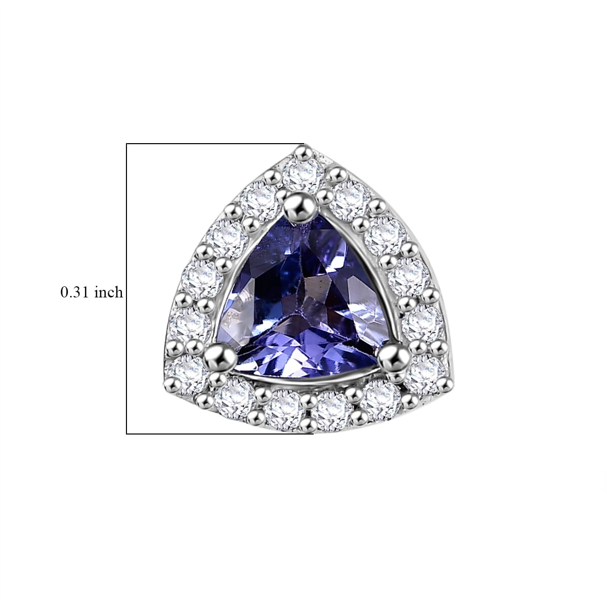 Tanzanite and White Zircon 1.10 ctw Solitaire Stud Earring in Rhodium Over Sterling Silver image number 4
