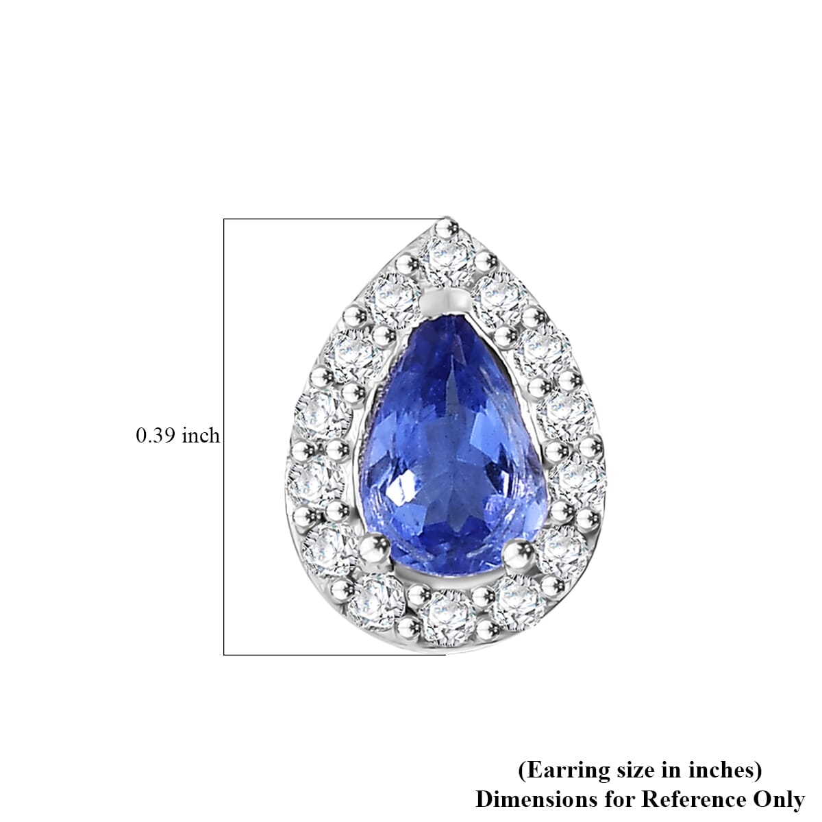 Tanzanite and White Zircon 1.00 ctw Solitaire Stud Earring in Rhodium Over Sterling Silver image number 4
