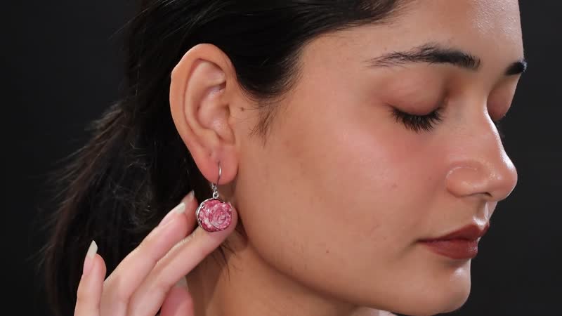 Karis Norwegian Thulite Carved 39.00 ctw Floral Earrings in Platinum Bond