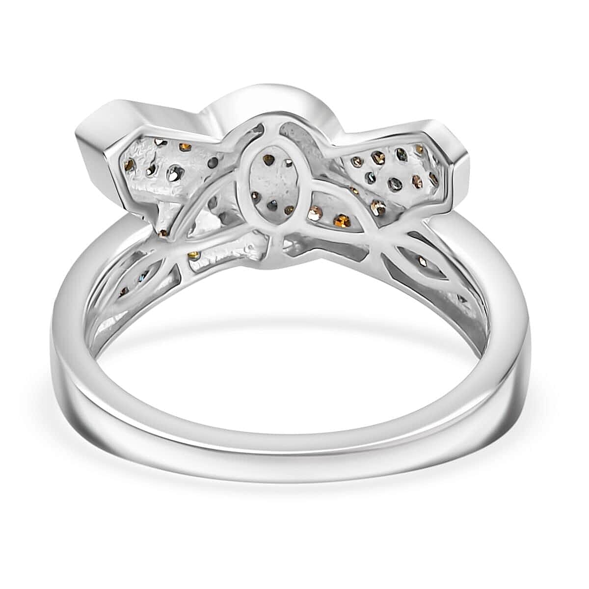 D'Joy Multi Diamond 0.50 ctw Buckle Ring in Rhodium Over Sterling Silver (Size 10.0) image number 4