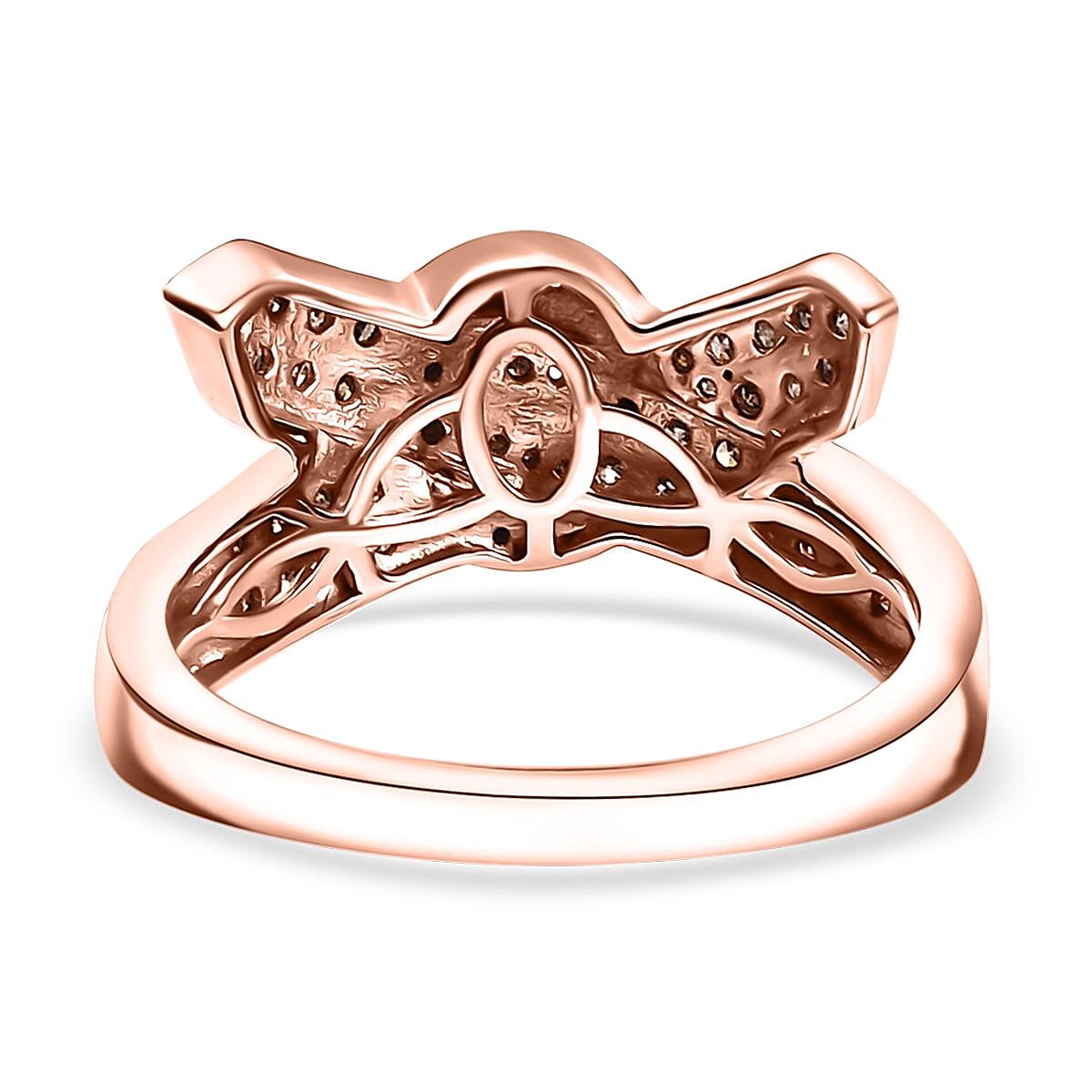 D'Joy Natural Champagne and White Diamond 0.50 ctw Buckle Ring in 18K Vermeil RG Over Sterling Silver (Size 7.0) image number 4