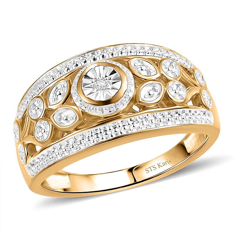 Karis White Diamond Accent Ring in 18K YG Plated (Size 10.0)