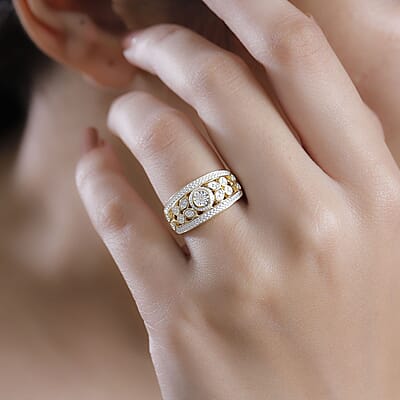 Karis White Diamond Accent Ring in 18K YG Plated (Size 10.0)