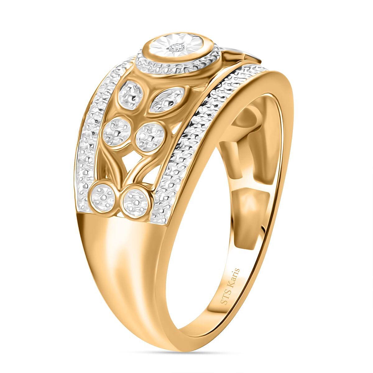 Karis White Diamond Accent Ring in 18K YG Plated (Size 10.0)