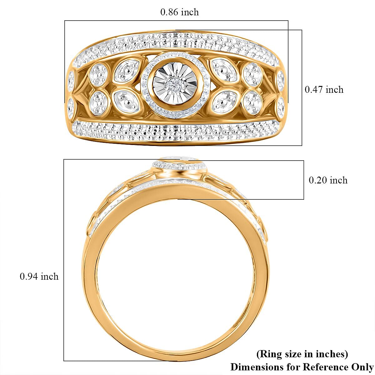 Karis White Diamond Accent Ring in 18K YG Plated (Size 10.0)