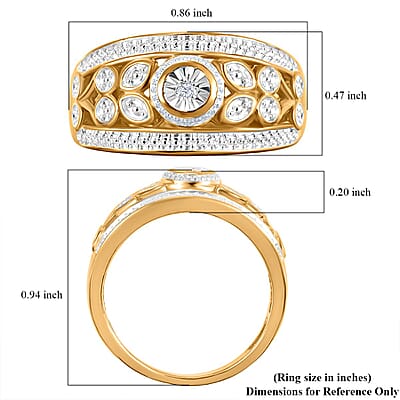 Karis White Diamond Accent Ring in 18K YG Plated (Size 10.0)