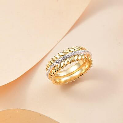 Karis White Diamond Accent Fern Leaf Ring in 18K YG Plated (Size 10.0)