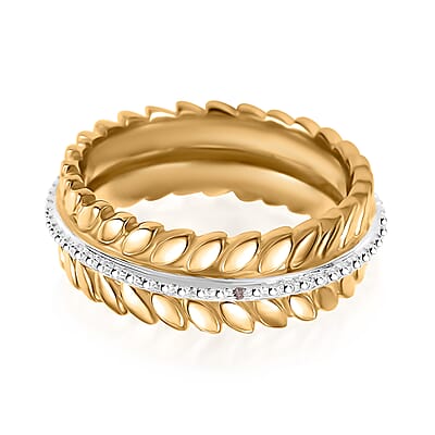 Karis White Diamond Accent Fern Leaf Ring in 18K YG Plated (Size 10.0)