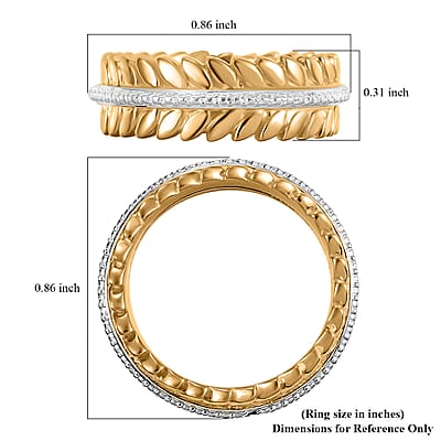 Karis White Diamond Accent Fern Leaf Ring in 18K YG Plated (Size 10.0)