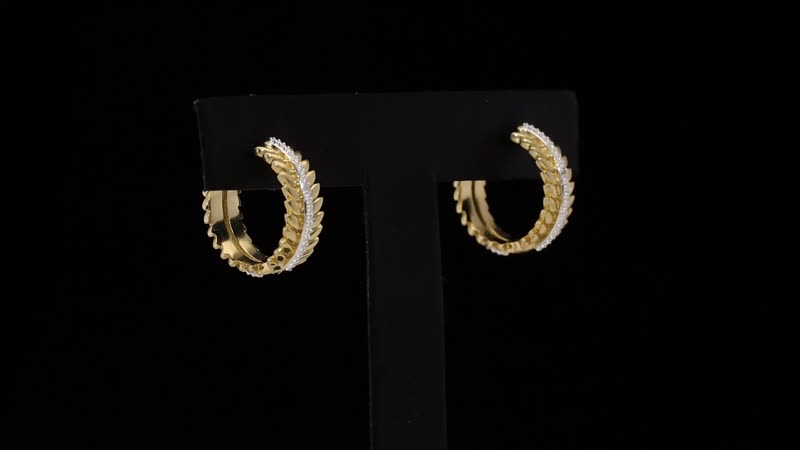 Karis White Diamond Accent Hoop Earrings in Platinum Bond and 18K YG Plated