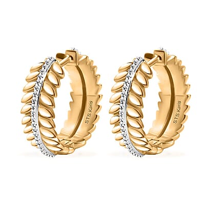 Karis White Diamond Accent Hoop Earrings in Platinum Bond and 18K YG Plated