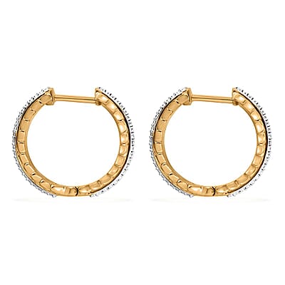 Karis White Diamond Accent Hoop Earrings in Platinum Bond and 18K YG Plated