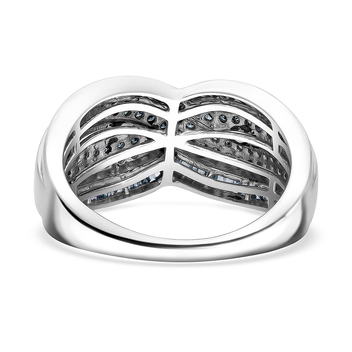 D'Joy Blue Diamond (IR) 1.00 ctw Infinity Ring in Platinum Over Sterling Silver (Size 6.0)