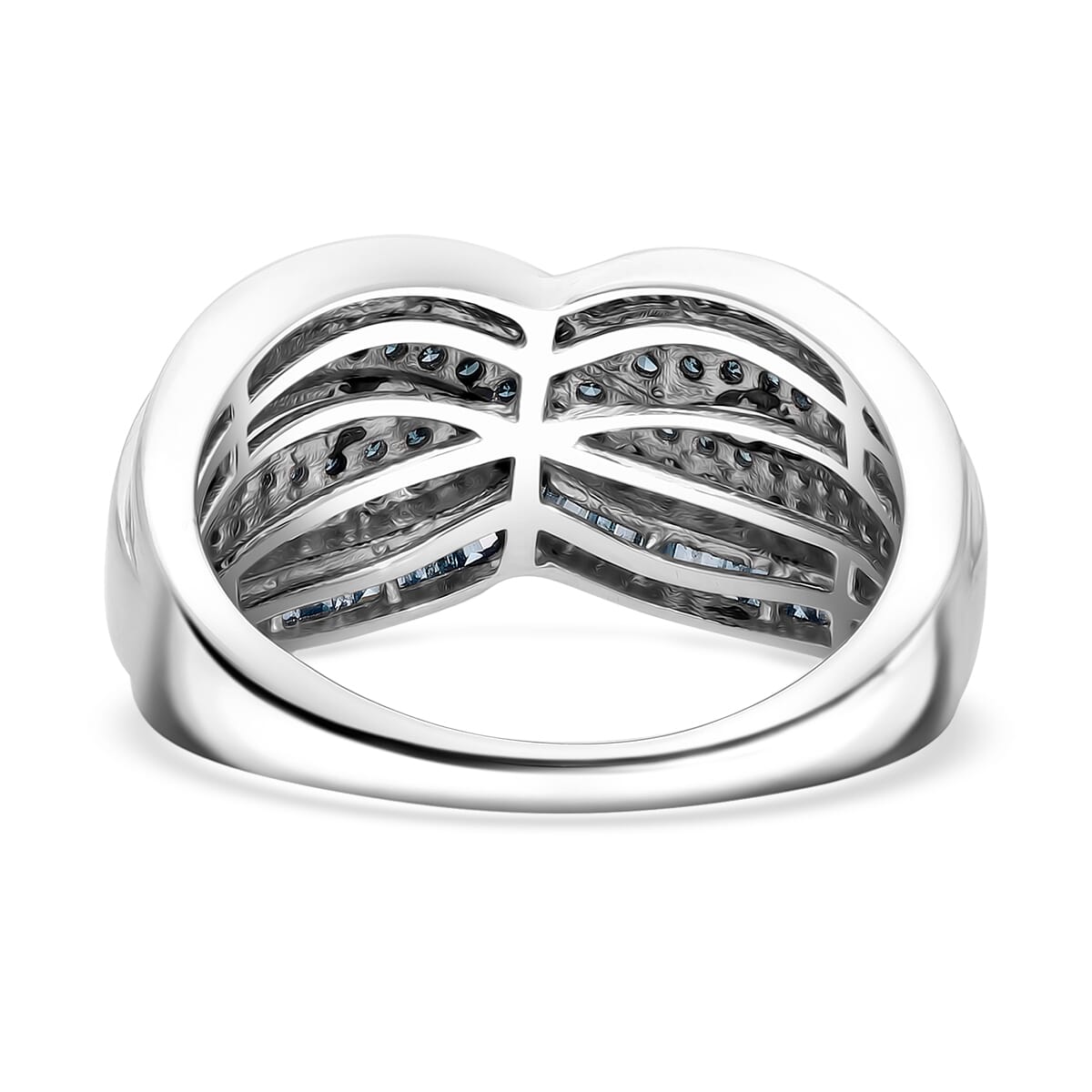 TLV Blue Diamond (IR) Infinity Ring in Platinum Over Sterling Silver (Size 6.0) 1.00 ctw image number 3