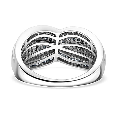D'Joy Blue Diamond (IR) 1.00 ctw Infinity Ring in Platinum Over Sterling Silver (Size 6.0)