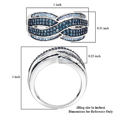 D'Joy Blue Diamond (IR) 1.00 ctw Infinity Ring in Platinum Over Sterling Silver (Size 6.0)