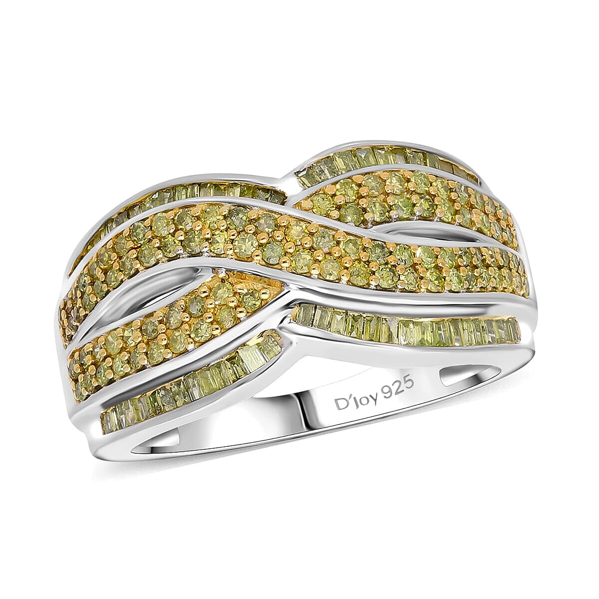D'Joy Yellow Diamond 1.00 ctw Infinity Ring in Platinum Over Sterling Silver (Size 6.0) image number 0