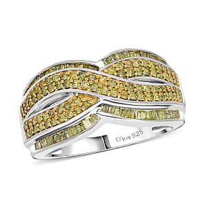 D'Joy Yellow Diamond 1.00 ctw Infinity Ring in Platinum Over Sterling Silver (Size 6.0)